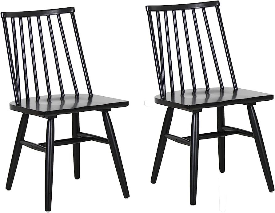 100% Solid Wood Dining Chairs - 21”D x 18”W x 32.5”H Spindle Back Matte Black - Handcrafted... | Amazon (US)