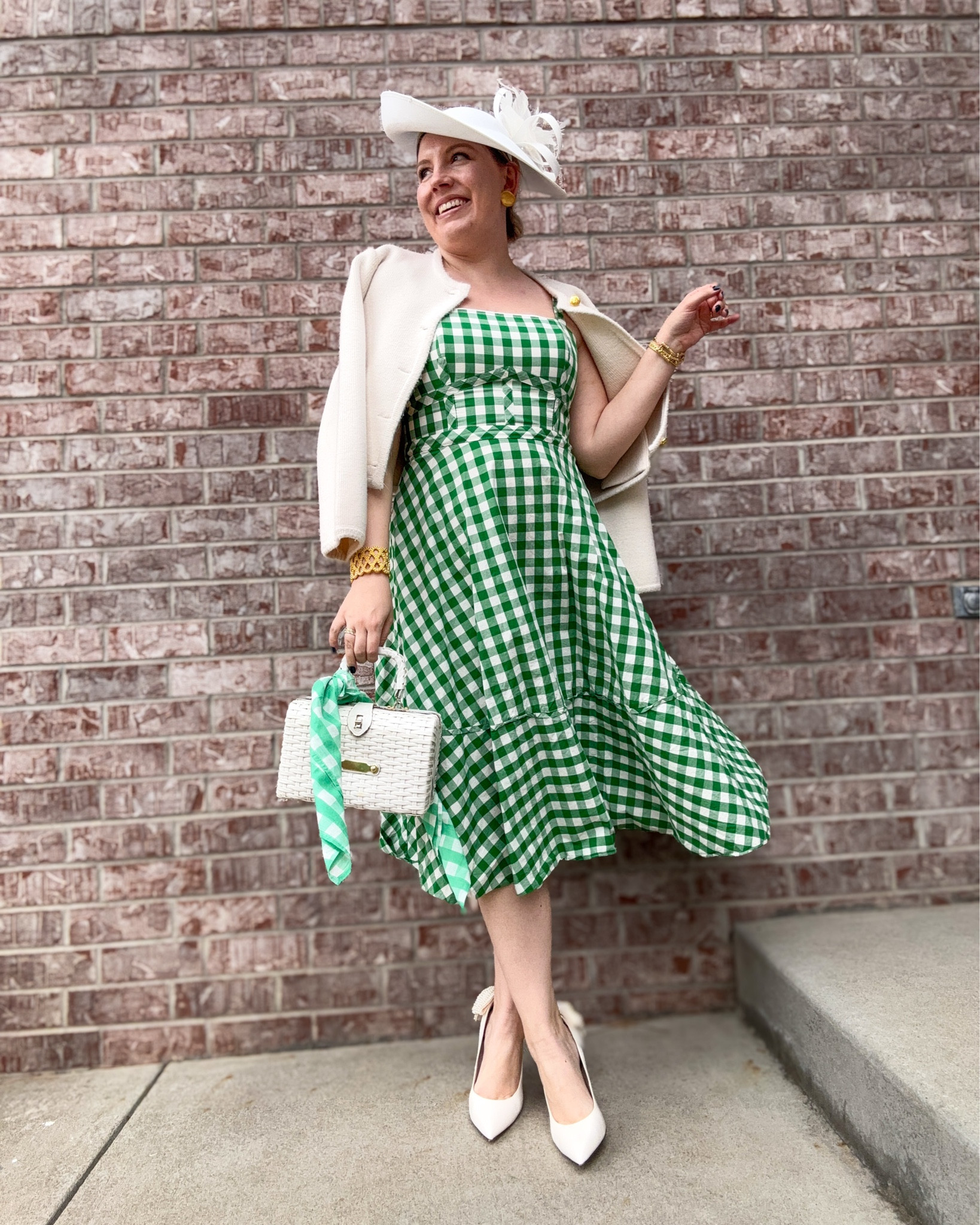 Spring Fling - Look 11
A curated style series

Nothing says “springtime” quite like gingham! Back in the day I didn’t wear a lot of gingham because it thought it felt old-timey in a way that just didn’t vibe with my style, but I was wrong - and I’m glad I’ve come around to it, because it’s a gorgeous pattern! 

Dress - Shoshana
Cardigan - English Factory
Hat - my old boutique (similar linked)
Bag - Vintage 
Scarf - Sunshine Tienda 
Earrings - Vintage Givenchy
Rings - Rocksbox
Bracelet - Lily Pulitzer & Rocksbox
Heels - Dillards

About this series:
On the surface this series looks like spring outings, Easter eggs and blooms starting to rise from the ground - but it’s actually about gender expression. lol yeah, I’m complex like that. I wanted to create a series featuring the variety of silhouettes and shapes that speak to me in my own wardrobe, all inspired by my own relationship to gender and the beauty of being a unique person on this planet.

#LTKTall #LTKSeasonal #LTKootd