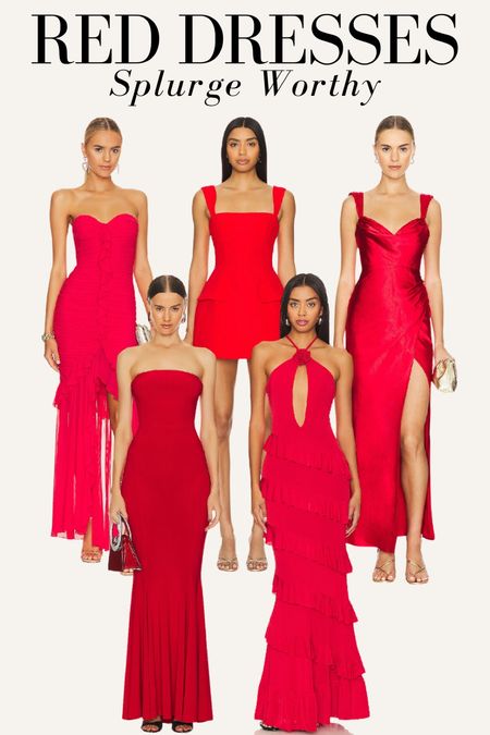 Splurge worthy red dresses! Red dress, wedding guest dress, red gown, red maxi dress, red mini dress 

#LTKStyleTip #LTKWedding