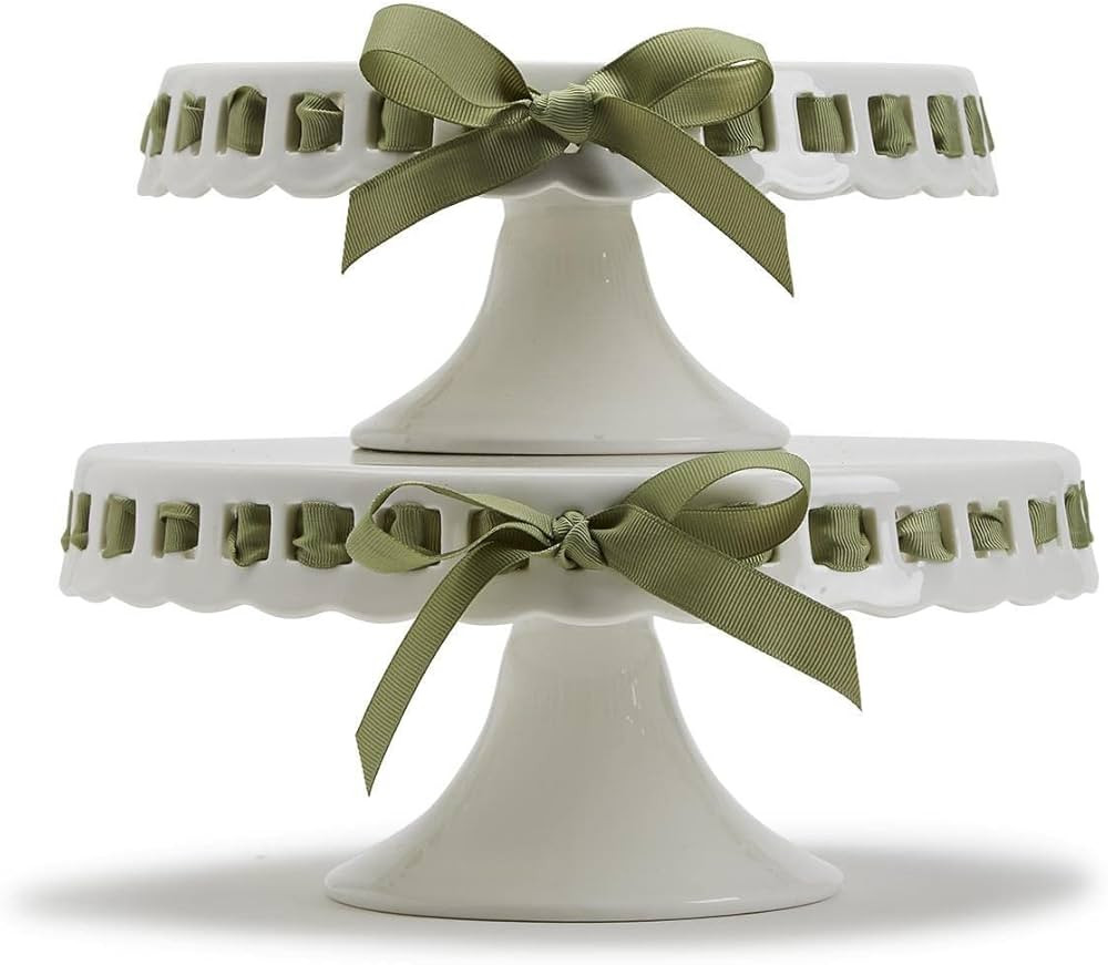 Two's Company Set of 2 Vintage Scalloped Edge Serving Pedestal Trays | Amazon (US)