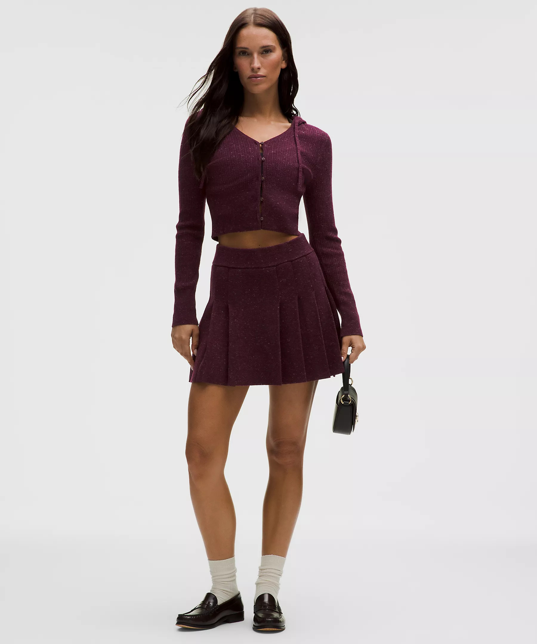 Ribbed Merino Wool Mid-Rise Pleated Skirt | Lululemon (US)