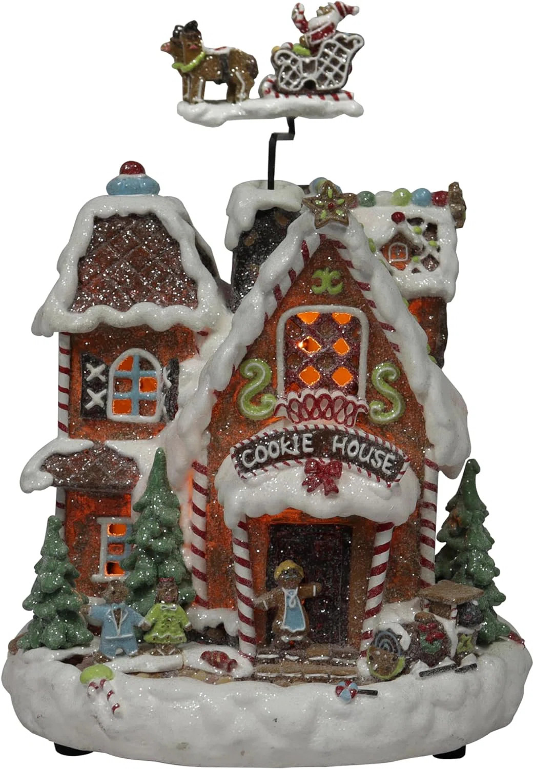 11.02”H Animated Gingerbread Cookie House (Santa) - LED, 8 Music, Adapter or BO - Hand-Painted ... | Wayfair North America