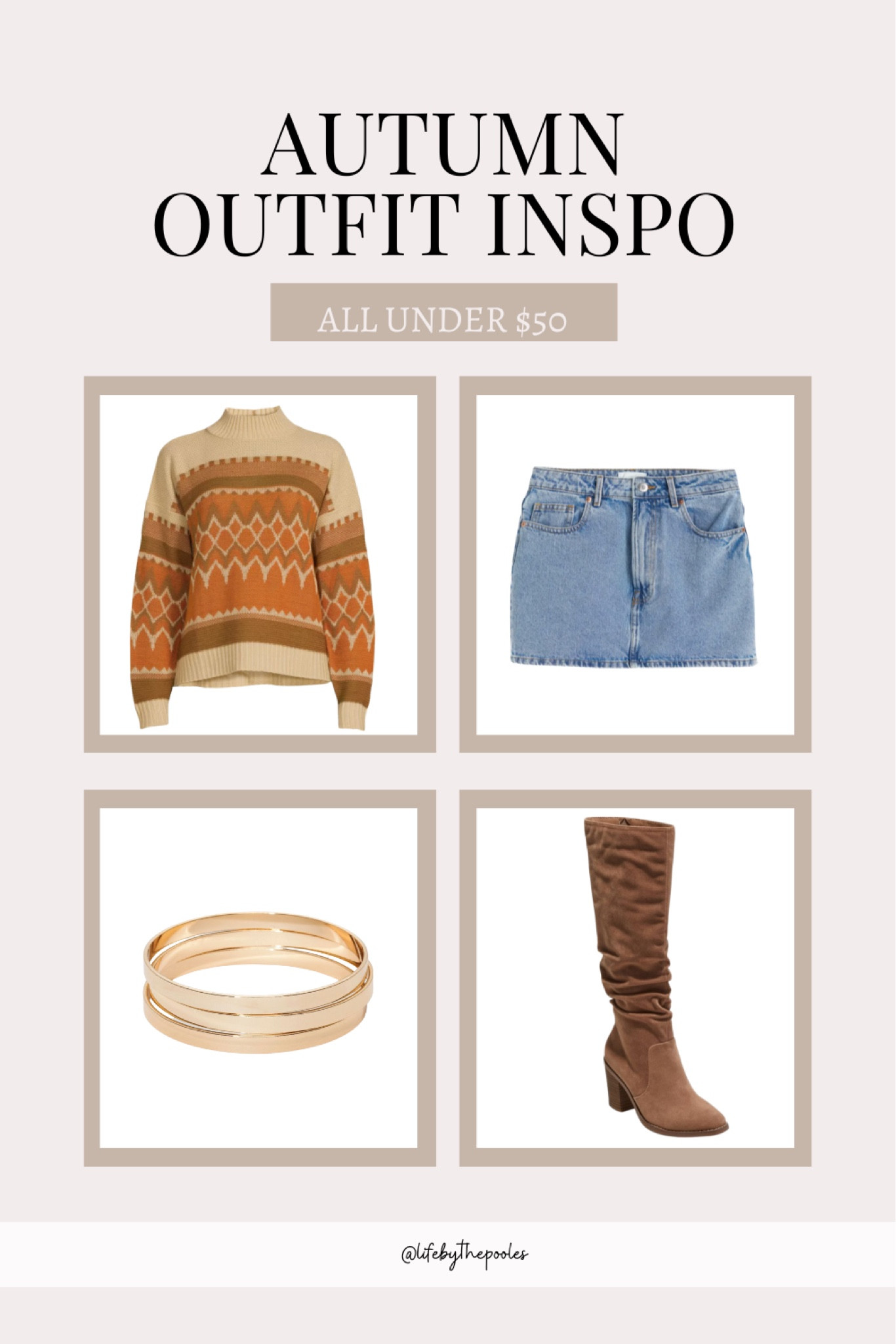 Fall outfit idea under $50, denim skirt, knee high boots, fall sweater, orange sweater, thanksgiving day outfit, #thanksgivingoutfit 

#LTKunder50 #LTKHoliday #LTKSeasonal