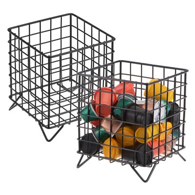 Unique Bargains Metal Large Capacity Rust-proof Elegant Coffee Holder Basket 2 Pcs Black | Target