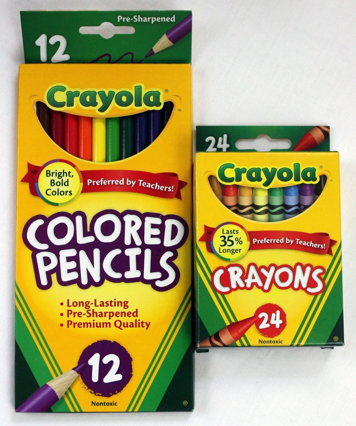 12ct Crayola Colored Pencils Pre-Sharpened & 24ct Crayola Crayons Basic Bundle | Amazon (US)