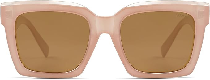 SOJOS Trendy Square Polarized Sunglasses for Womens Mens,Retro Plastic Frame Shades Designer Insp... | Amazon (US)