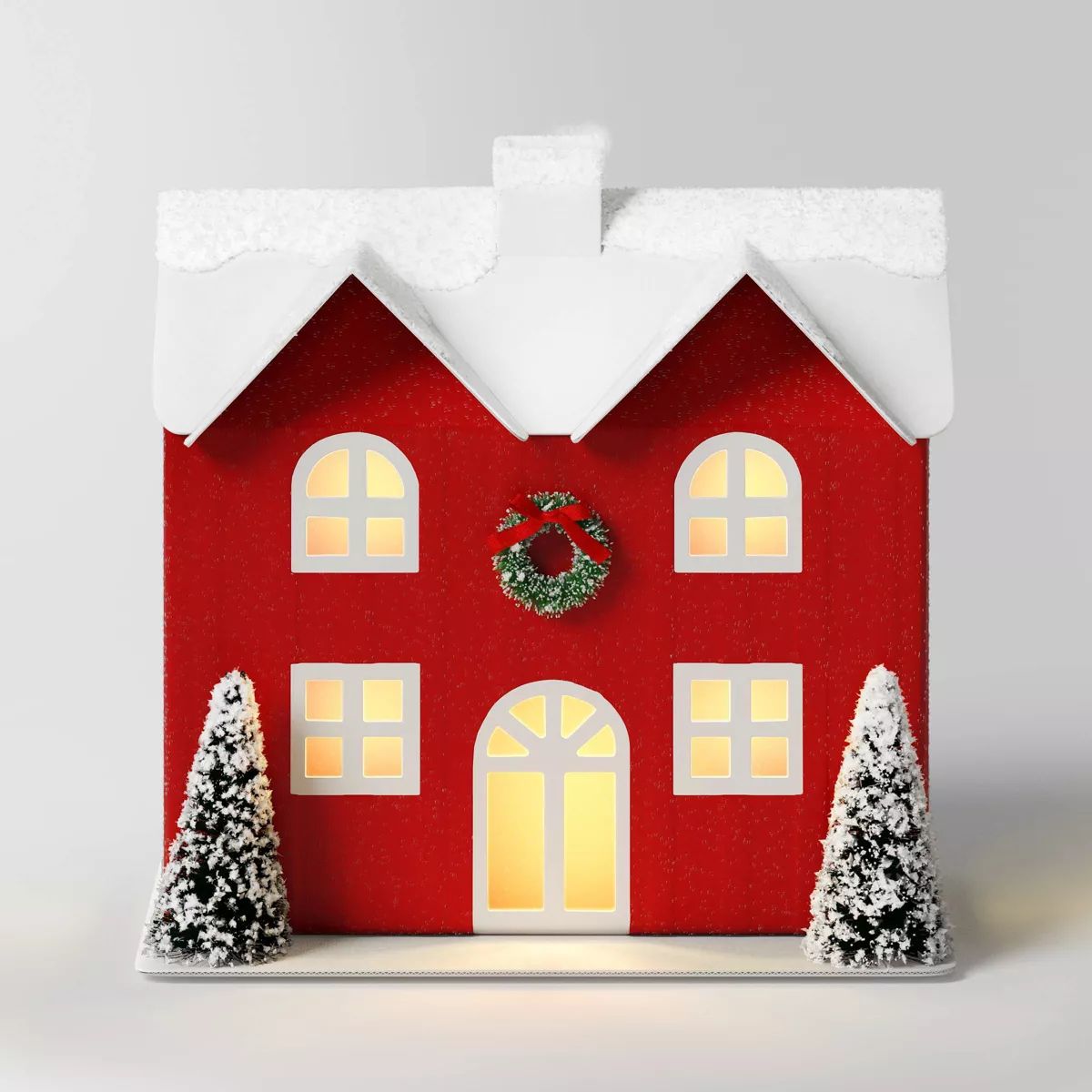 6.75" Battery Operated Lit Paper House Christmas Village Building - Wondershop™ Red | Target