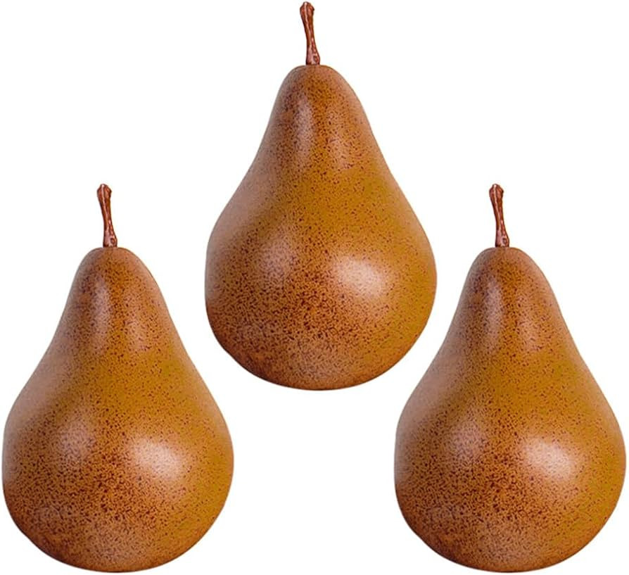 3pcs Fake Brown Pear Artificial Realistic Fruit Lifelike Simulation Fruits Decorative Kitchen Orn... | Amazon (US)