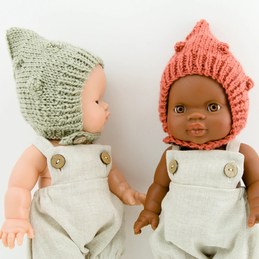 Paola Reina Doll Pixie Bonnet, Popcorn Knitted Bonnet, Doll Knitted Bonnet, 15 Inch Doll Knitted ... | Etsy (US)