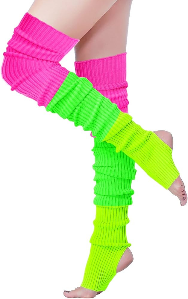 v28 Women’s Neon Knit Leg Warmer for 80s Party Dance Sports Yoga | Amazon (US)