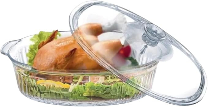 Travessa de Vidro Retangular com Tampa, Assadeira para Forno, 1.8 Litros, Transparente, Recipient... | Amazon (BR)