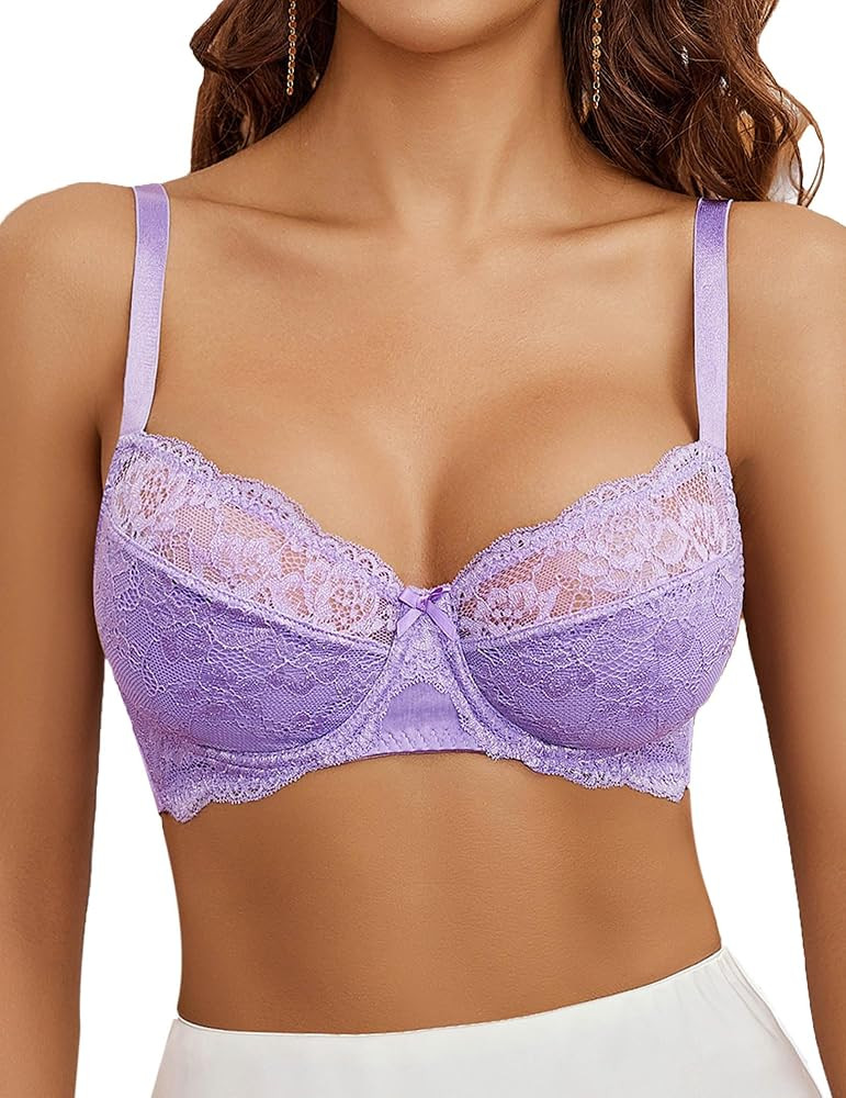 Avidlove Women's Sexy Lace Bra Mesh Balconette Underwire Unlined Everyday Bra Lingerie | Amazon (US)