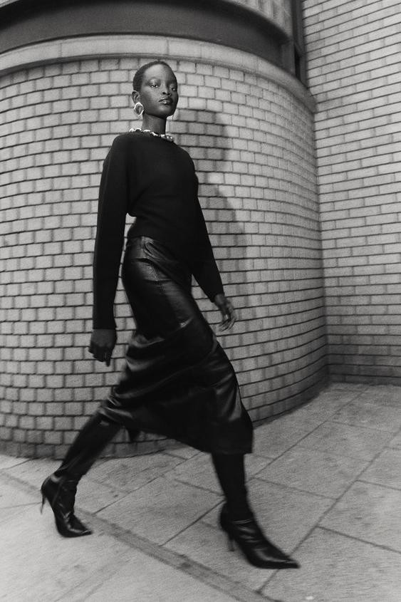 FAUX LEATHER MIDI SKIRT | Zara US