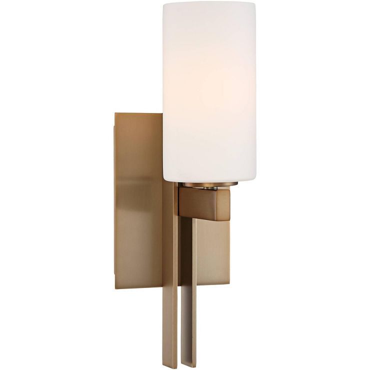 Possini Euro Design Modern Wall Light Sconce Burnished Brass Hardwired 14" High Fixture Frosted G... | Target