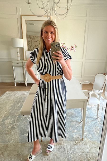 I love a good navy striped dress! They are so versatile and timeless. Here are a few of my favs. Pair them with a cute denim slide or these rattan sandals. A cute rattan belt is a fun twist. 

#LTKStyleTip #LTKShoeCrush #LTKFindsUnder100