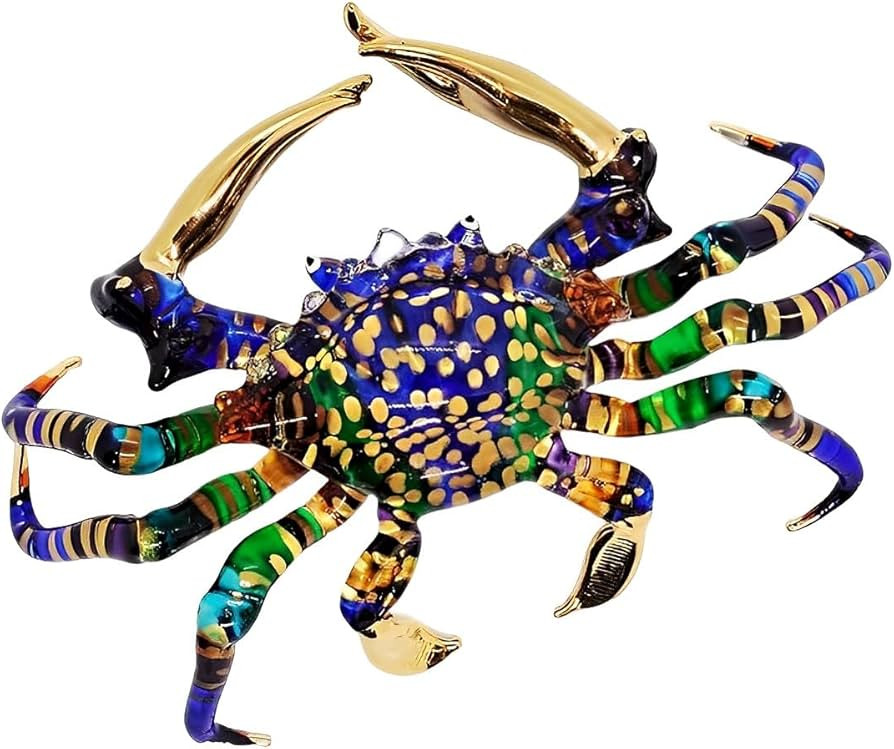 WitnyStore 6" Blue Rainbow Crab Artistic Blown Glass Figurine Premium Hand-Blown Statue Tabletop ... | Amazon (US)