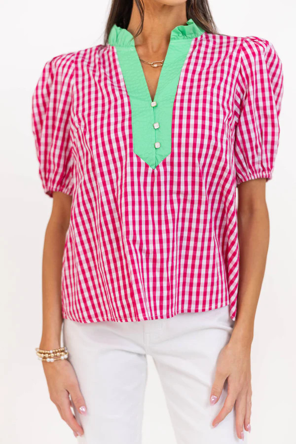 The Main Attraction Pink Gingham Blouse | The Mint Julep Boutique
