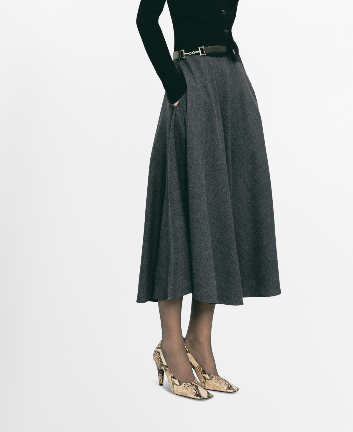 Mango Women's A-Line Wool-Blend Skirt - Grey | Macy's