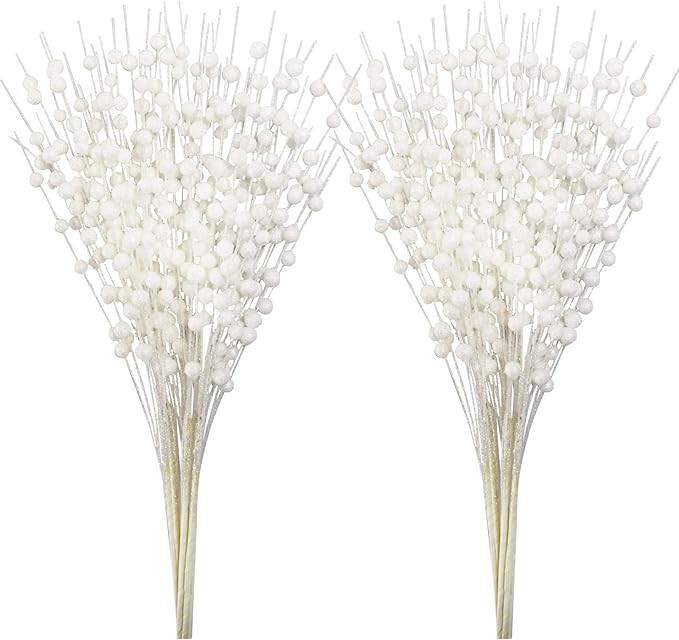 Vitalili 10 Pack Artificial Glitter Berry Stem Ornaments 15.7in Decorative Christmas Picks Glitte... | Amazon (US)