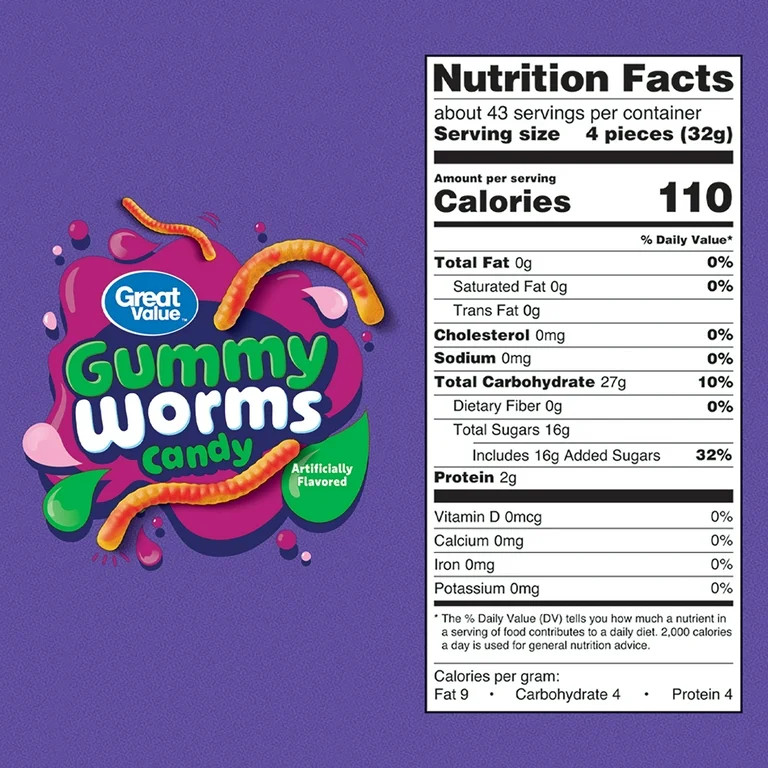 Great Value Gummy Worms Chewy Candy, 48 oz Bag | Walmart (US)