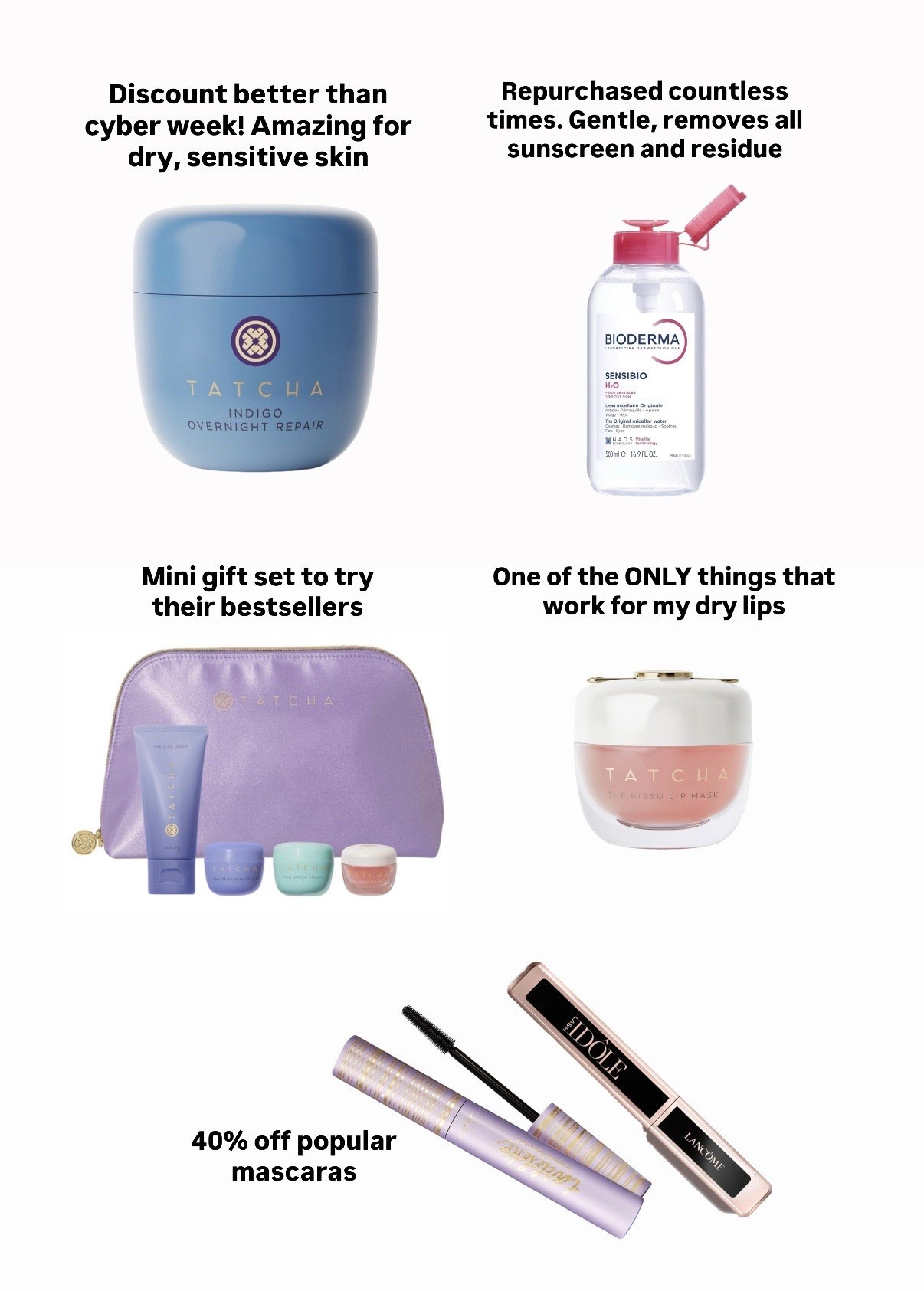 They usually do 20% off during cyber week so this is an amazing discount!

Have been using Tatcha skincare for years. I apply the overnight lip mask every day before bed. 

My usual winter cream is the Dewy which isn’t on sale, but I use the teal one for less dry skin days and climates, and the Indigo is amazing for overnight for more dry weather or on irritated skin days .