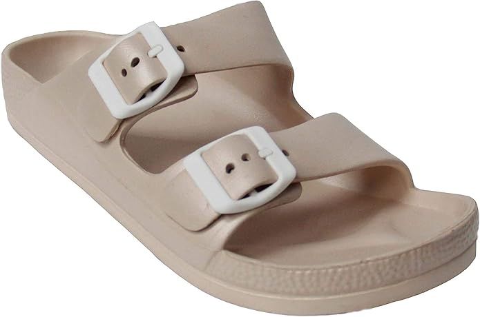 H2K Women's Lightweight Comfort Soft Slides EVA Adjustable Double Buckle Flat Sandals Buddy | Amazon (US)