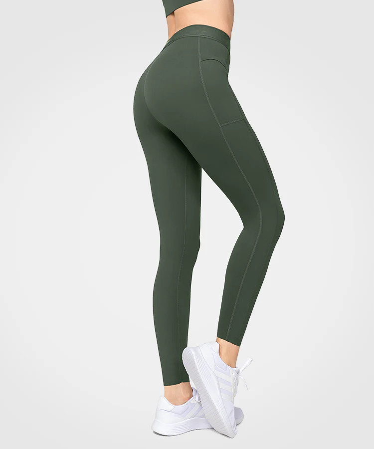 Power High Waist Logo Pockets Lined Running Leggings 24'' | Women's High Support Leggings | Yvette Sports Development