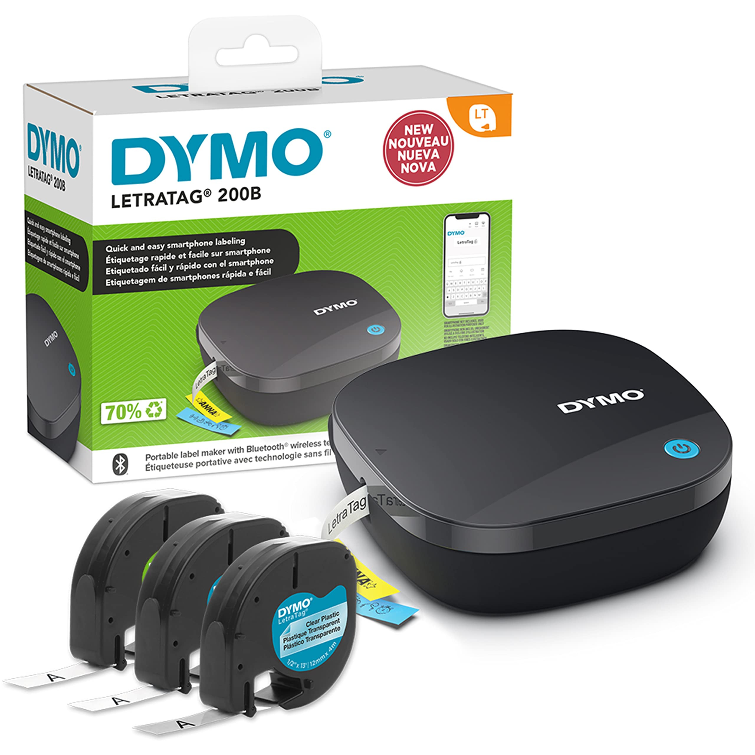 DYMO LetraTag 200B Bluetooth Compact Label Maker Value Pack, Wireless Connection to iOS and Andro... | Amazon (US)