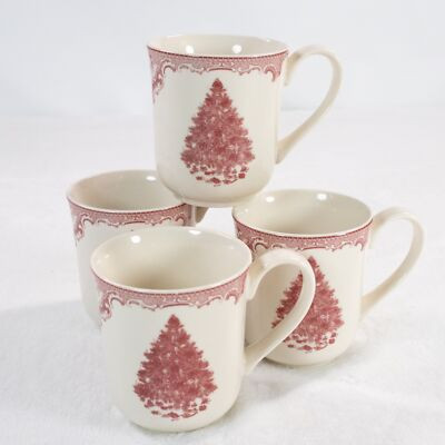 Johnson Brothers Mugs Old Britain Castles Pink Christmas Trees Set of Four  | eBay | eBay US