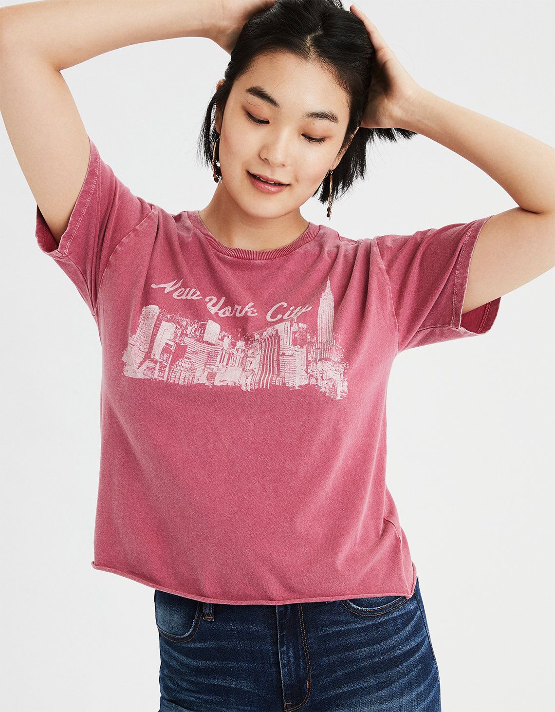 AE Washed NYC Graphic Tee, Red | American Eagle Outfitters (US & CA)