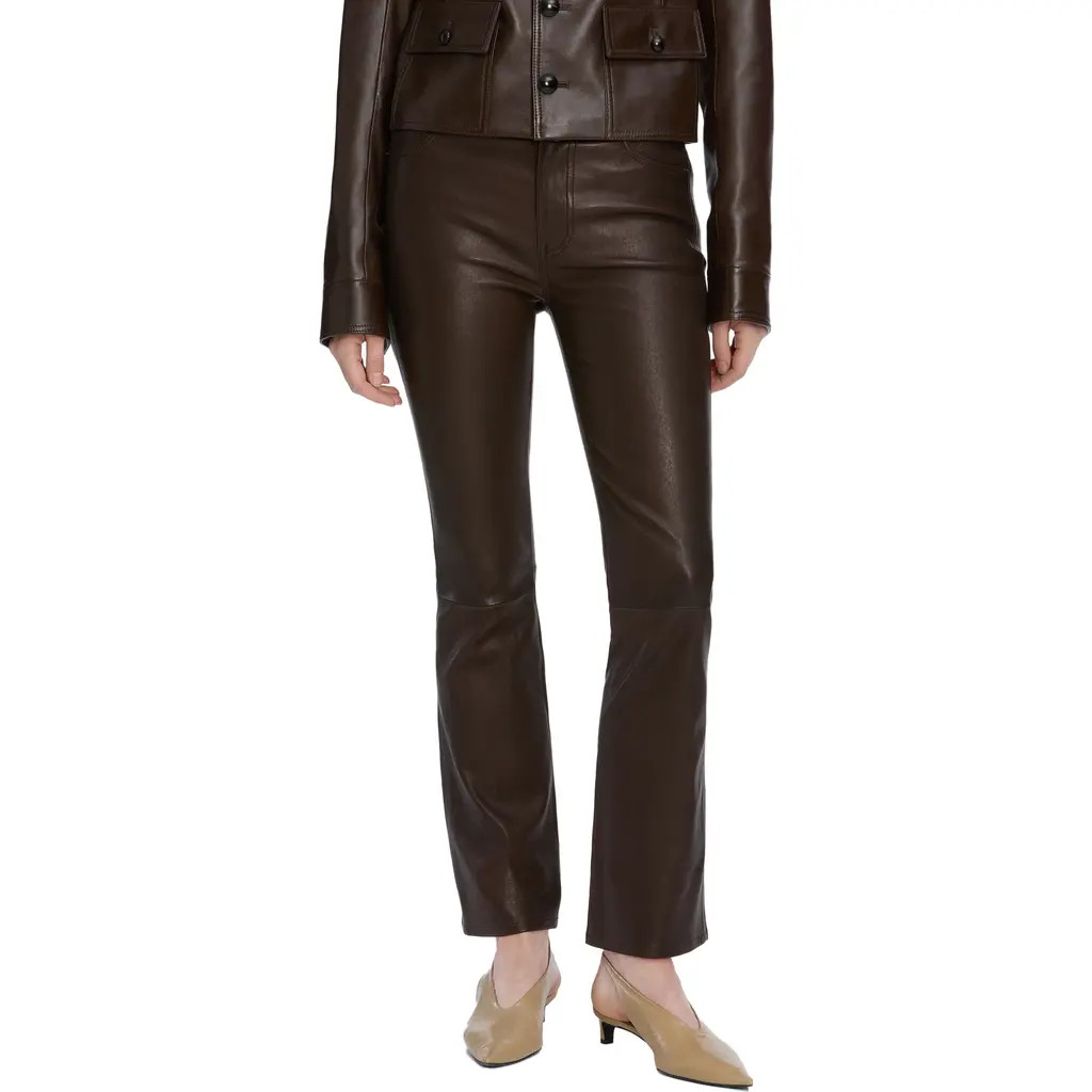 FRAME The Leather Reboot Crop Pants in Truffle at Nordstrom, Size 27 | Nordstrom