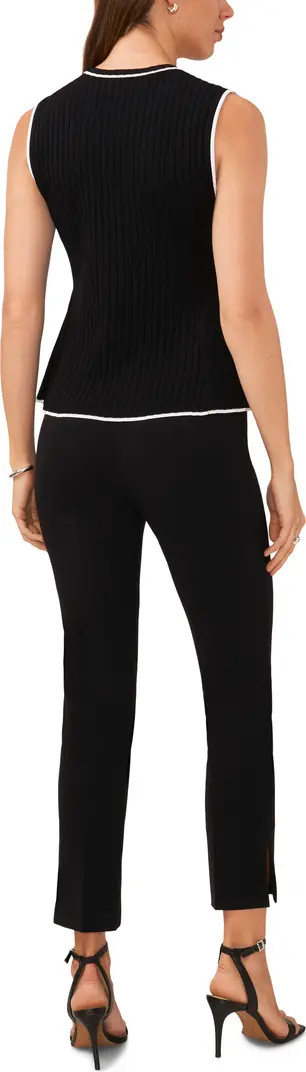 Contrast Trim Rib Sleeveless Peplum Sweater | Nordstrom