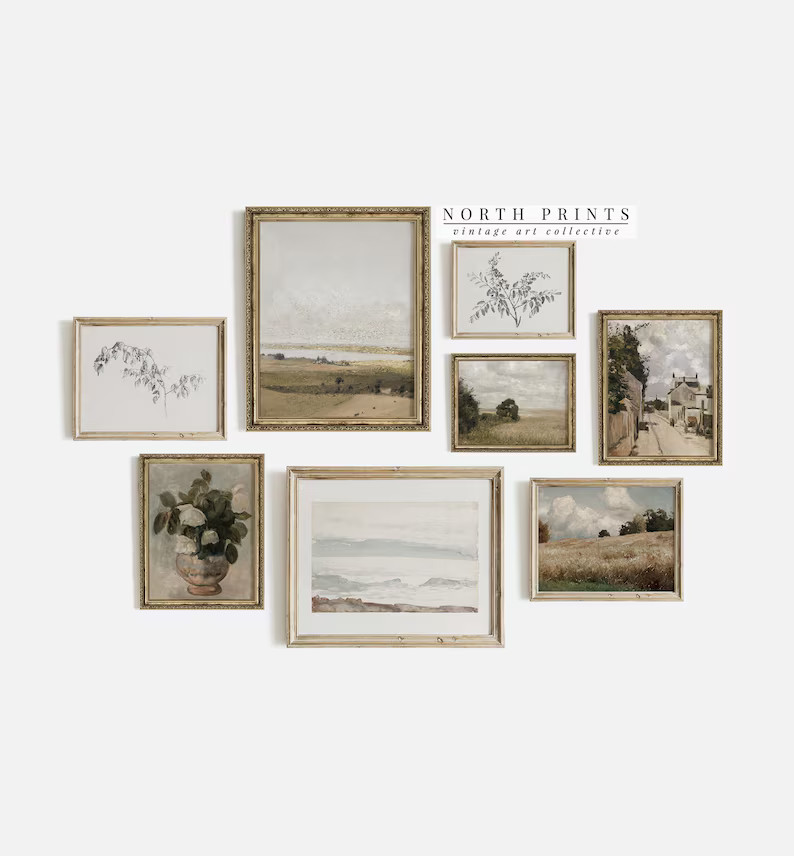 Vintage Neutral Gallery Wall Print SET European Country Decor PRINTABLE DOWNLOADS S8-3 - Etsy | Etsy (US)