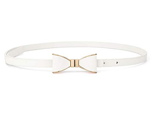 uxcell Skinny Waist Belt Metal Bow-knot No Buckle Thin Belt for Women White | Amazon (US)