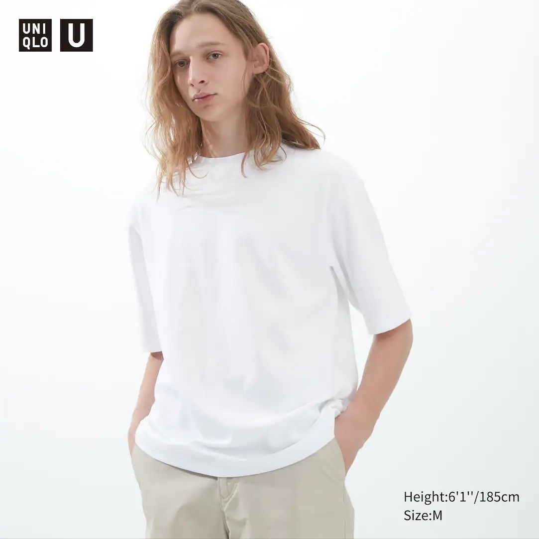 Uniqlo U AIRism Cotton Crew Neck Oversized Fit Half Sleeved T-Shirt | UNIQLO (UK)