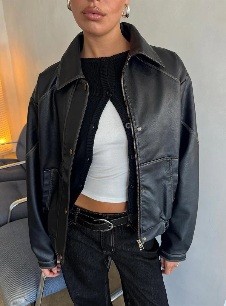 Jaxton Faux Leather Jacket Black | Princess Polly US