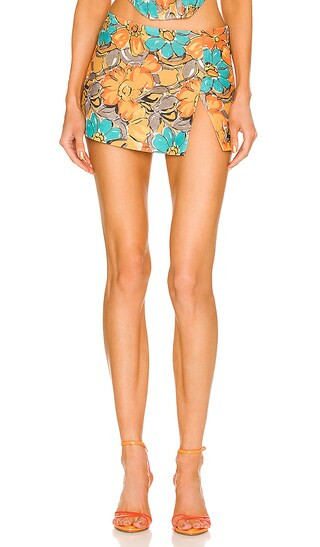 Micro Mini Skirt in Parisian Flower Orange | Revolve Clothing (Global)