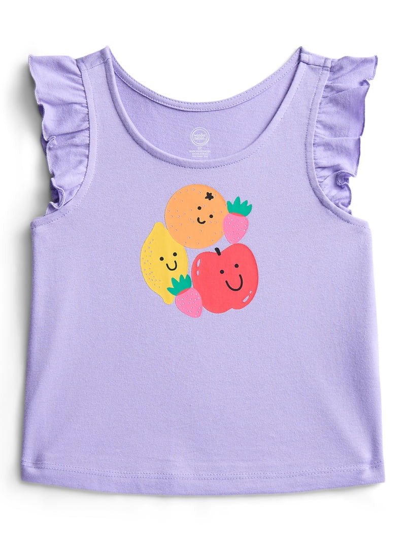 Wonder Nation Toddler Girls Graphic Tank Top with Ruffle Sleeves, Sizes 18M–5T | Walmart (US)