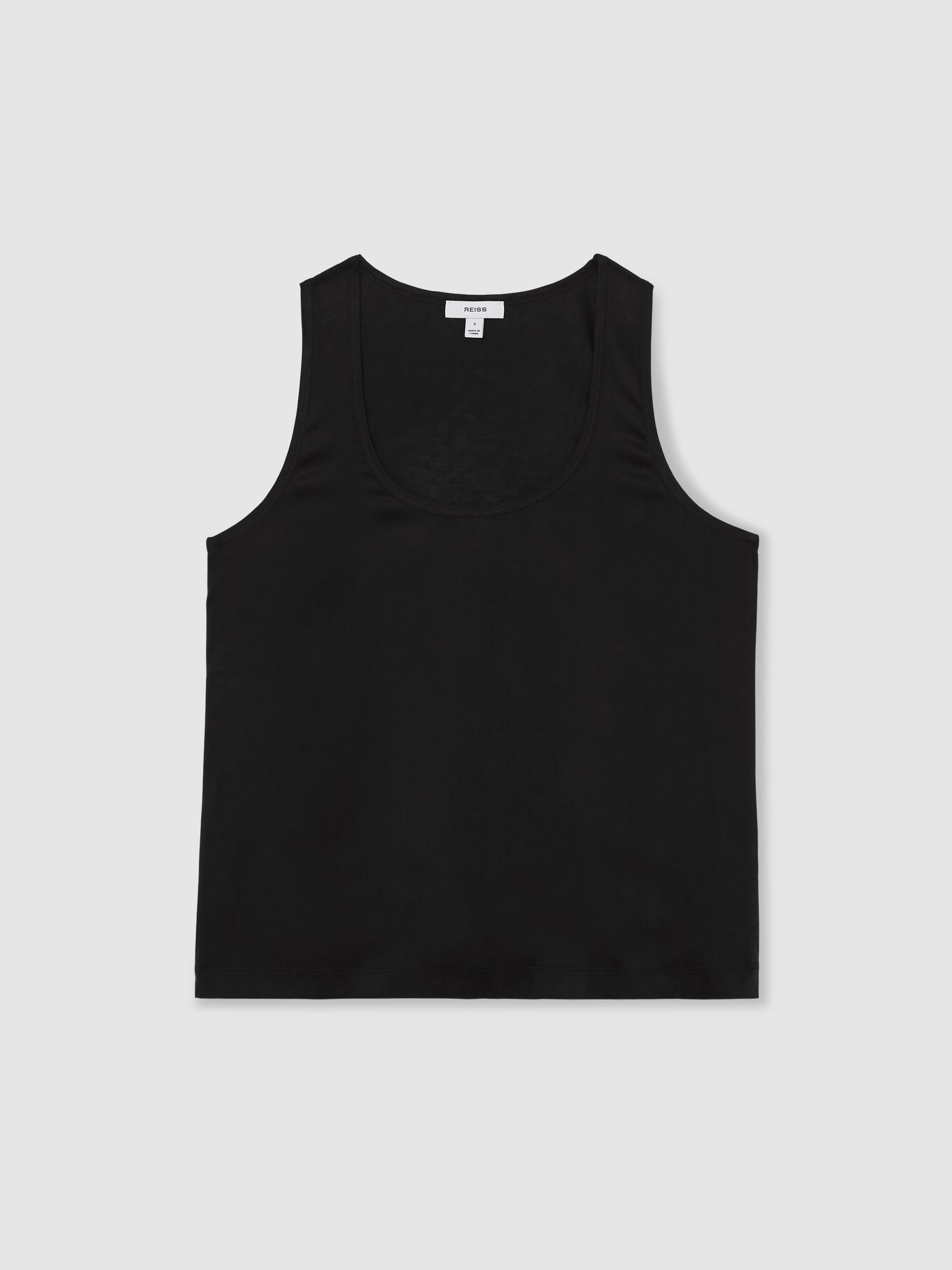 Silk-Front Cami Top in Black | Reiss UK