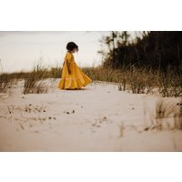 Mustard Yellow Maxi Dress, Girls Summer Beach Flower Girl Toddler Twirl Long Full Boho Kids Gemma | Etsy (US)