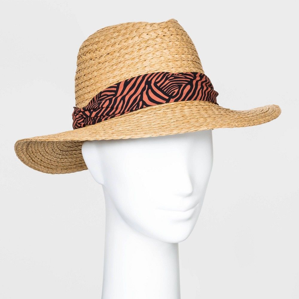 Women's Animal Band Fedora Hats - A New Day Natural One Size, Black/Brown/Orange | Target