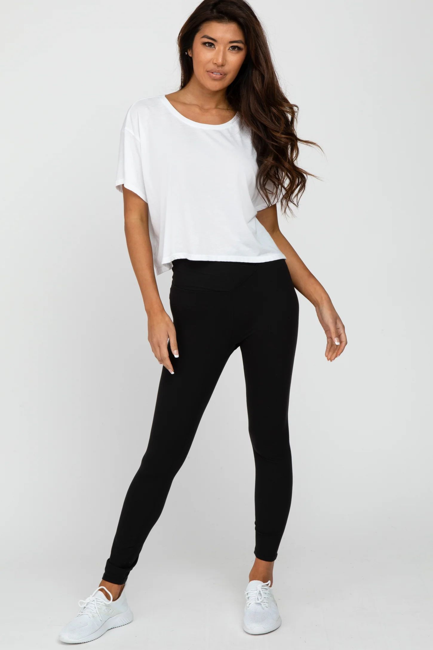 Black V-Waist Leggings | PinkBlush Maternity