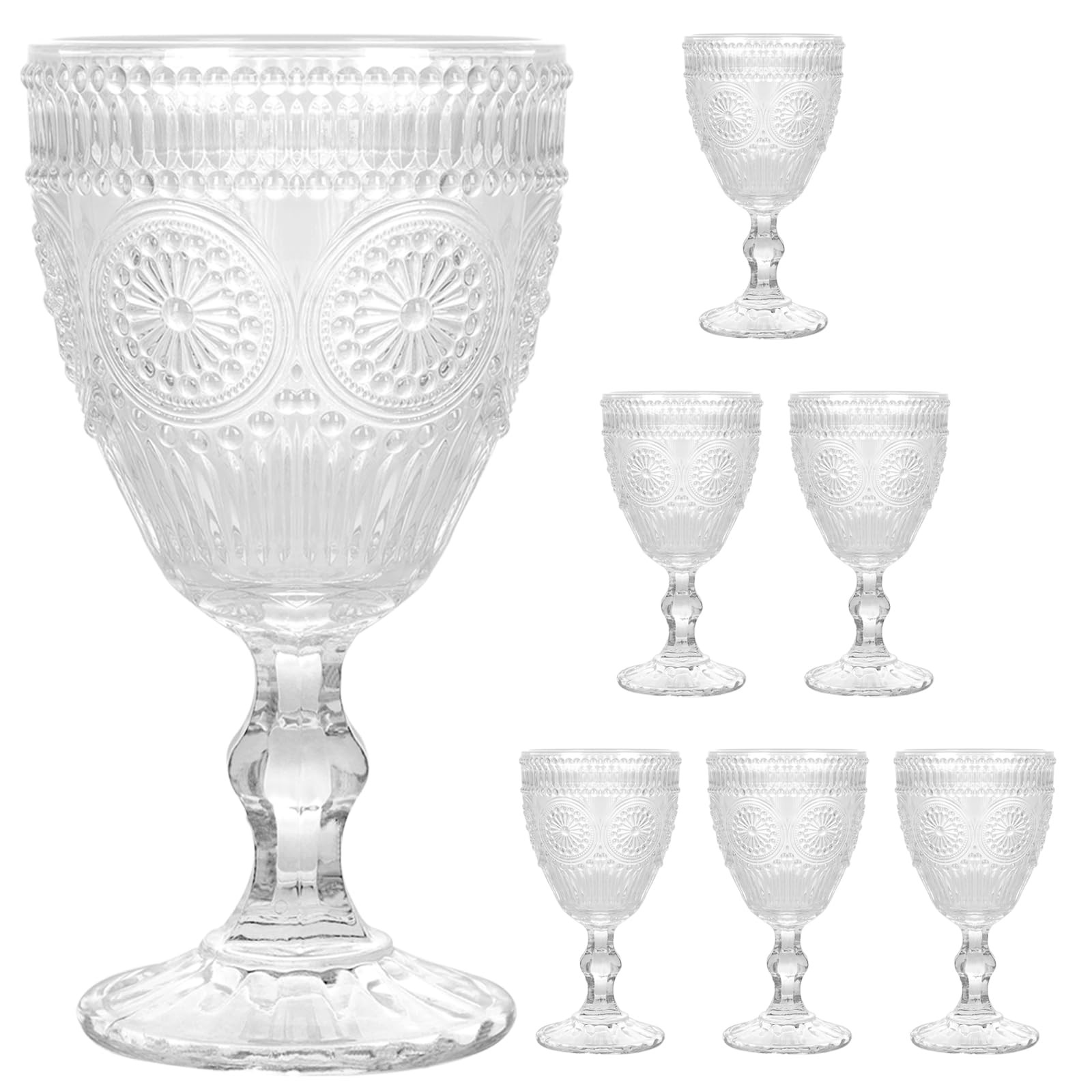 Vintage Wine Glasses Set of 6, 10 oz Glass Goblets Wine Glassware, Romantic Wedding Glass Set, Dr... | Amazon (US)