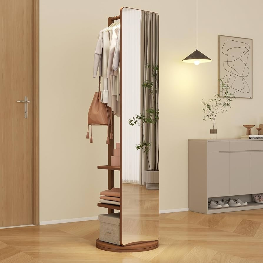 Standing Mirror Full Length Mirror, Bedroom Mirror Full Length Mirror Coat Rack, 65.7"x 13.7" Sta... | Amazon (US)