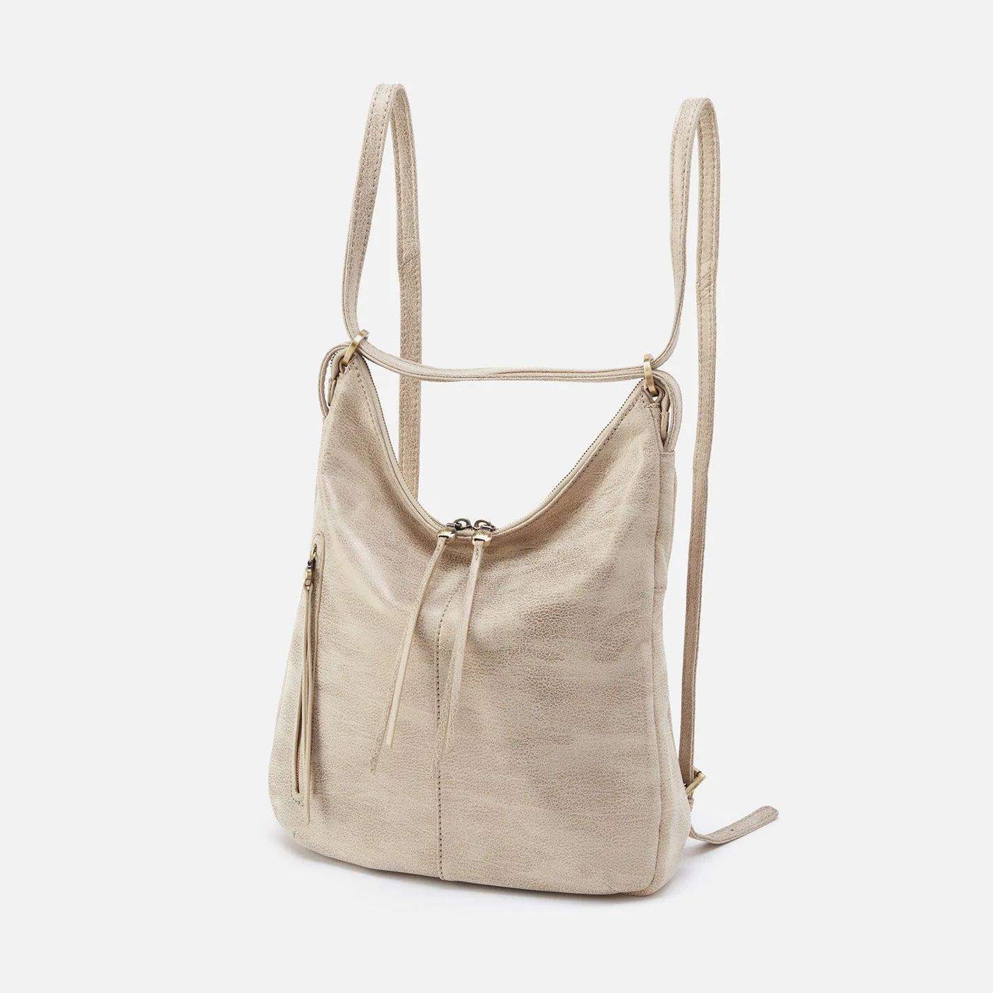 Merrin Convertible Backpack in Metallic Leather - Gold | HOBO Bags