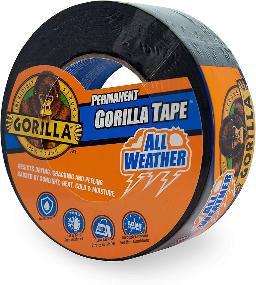 Gorilla All Weather Outdoor Waterproof Duct Tape, UV and Temperature Resistant, 1.88" x 25 yd, Bl... | Amazon (US)