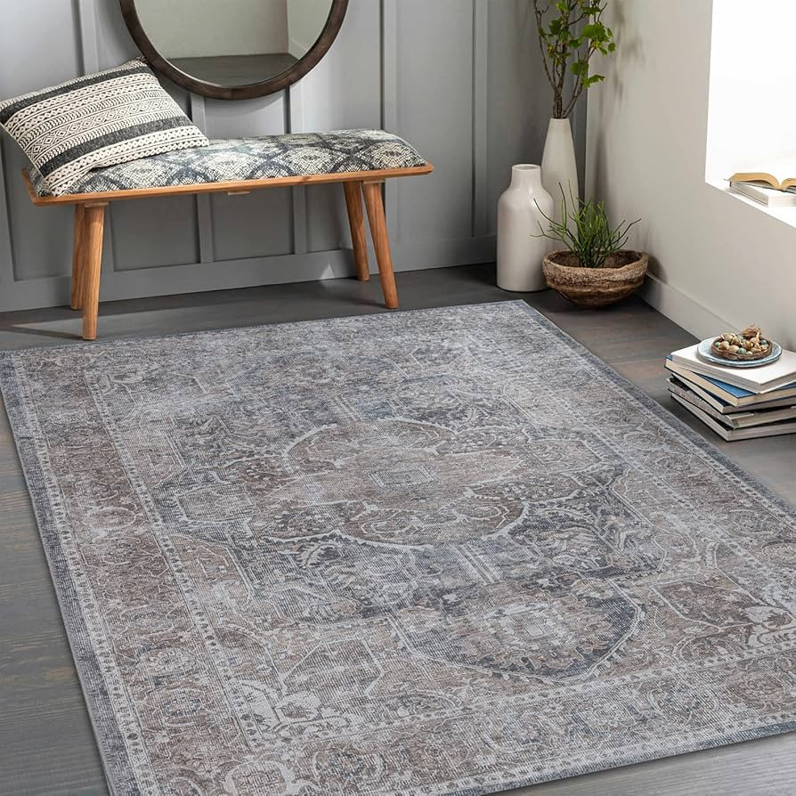 Adiva Rugs Machine Washable Area Rug with Non Slip Backing for Living Room, Bedroom, Bathroom, Ki... | Amazon (US)