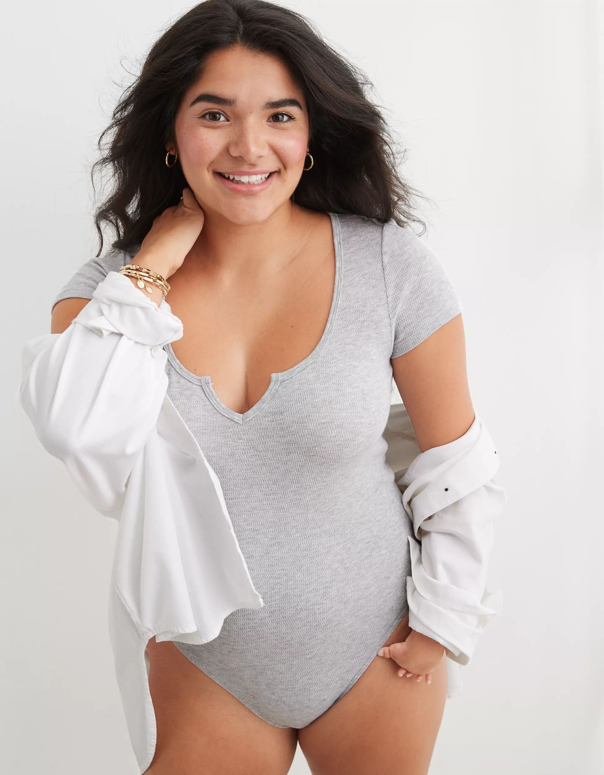 Aerie Textured Notch Neck Bodysuit | Aerie