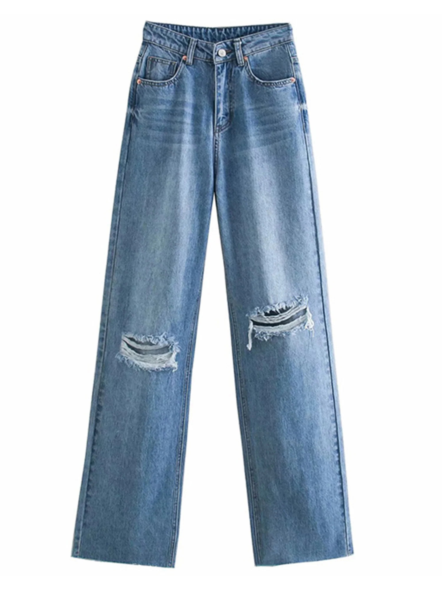 'Trish' Straight-leg Distressed Denim Jeans | Goodnight Macaroon