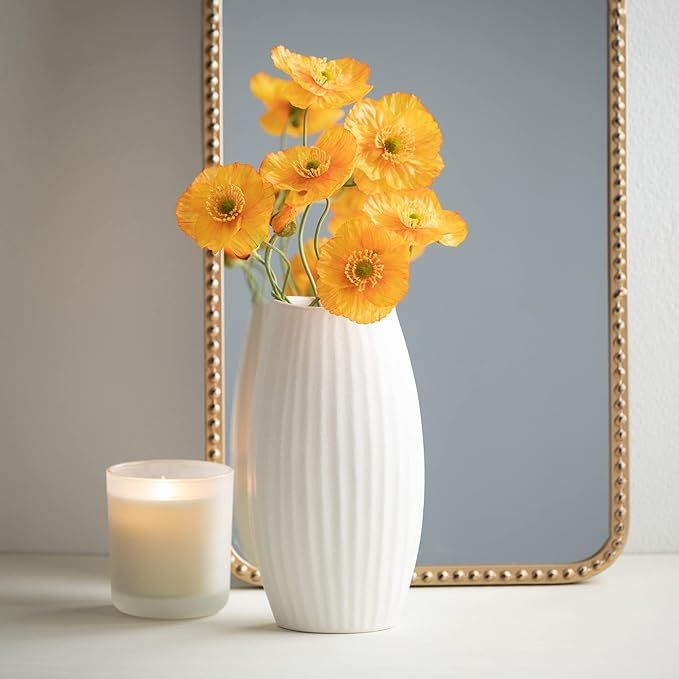 Sullivans Ceramic Textured White Vase, 9" Tall Flower Vase for Modern Home Décor, Minimalist Vas... | Amazon (US)